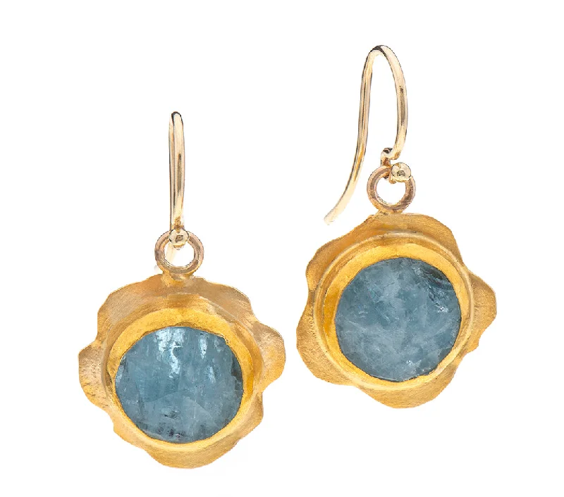 statement stud earrings -Nava Zahavi Yellow Gold Aquamarine Frame Earrings