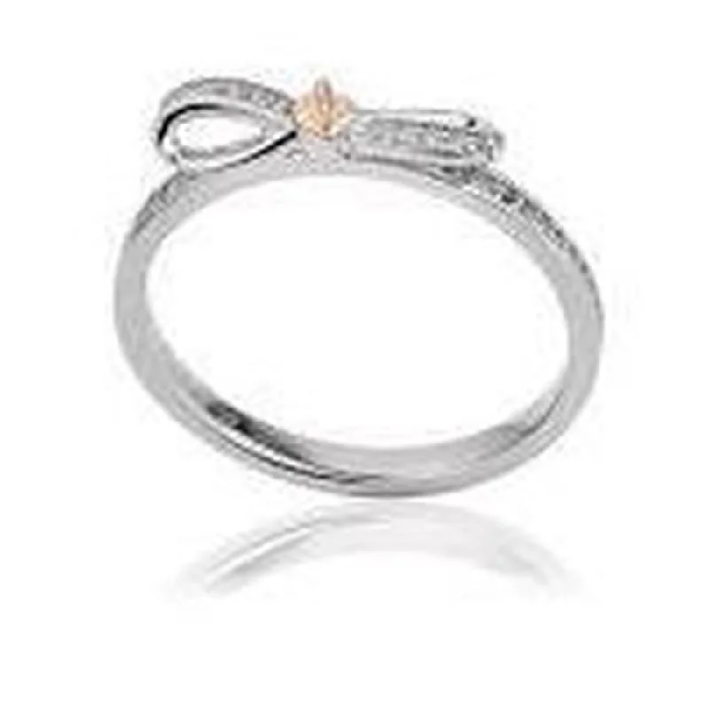 stackable wedding bands for women -Silver and 9ct Rose Gold Tree of Life Bow Ring