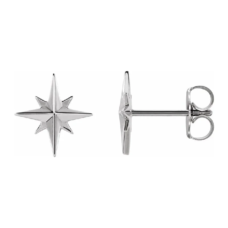 gemstone chandelier earrings -Sterling Silver North Star Post Earrings, 9.5mm (3/8 Inch)