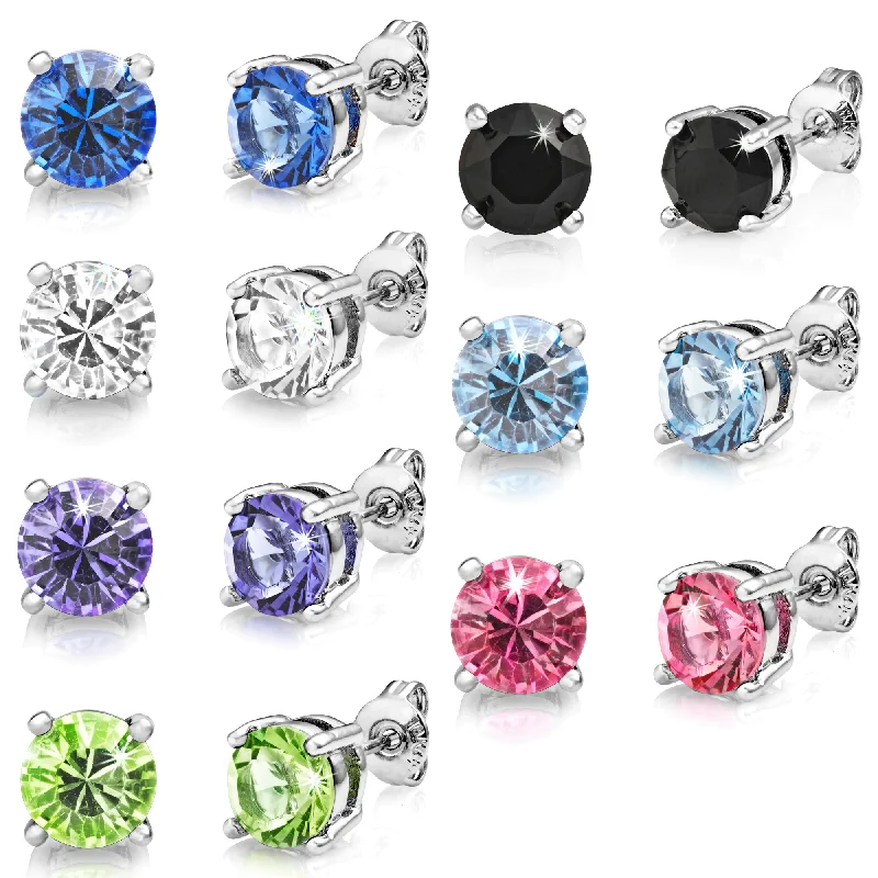 butterfly earrings for women -Seven Pack of Solitaire Earrings Created with Zircondia® Crystals