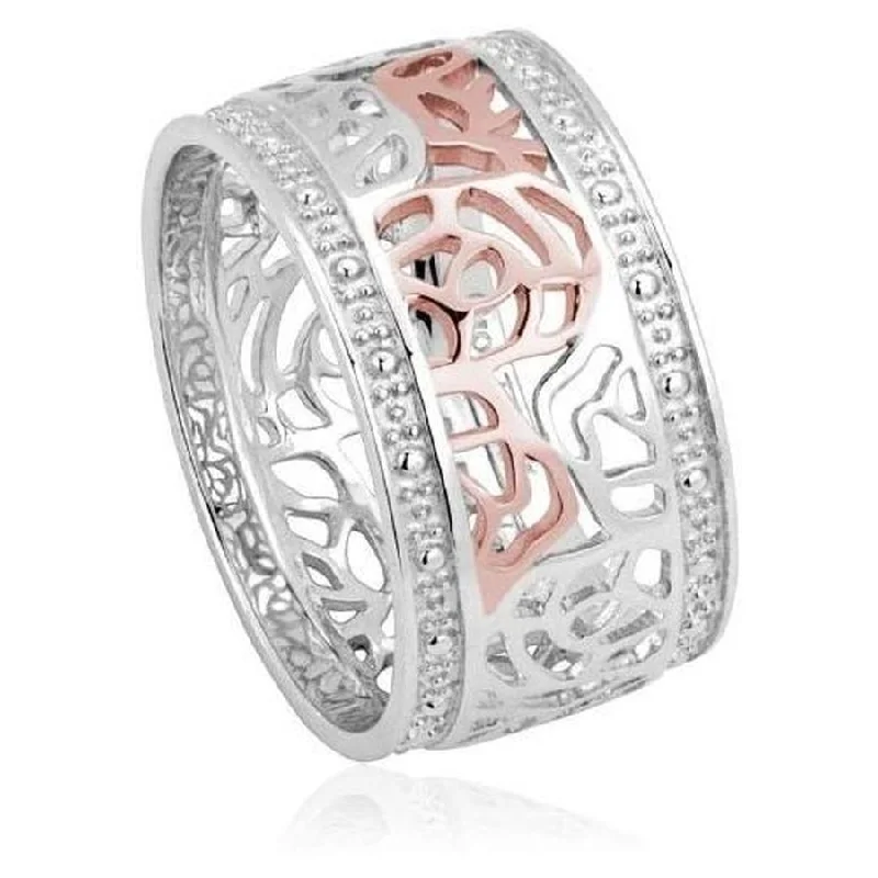 luxury rings for women -Silver and 9ct Rose Gold Royal Roses Ring