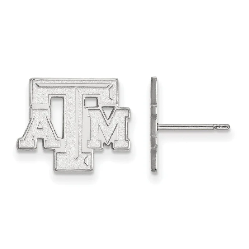 gold diamond earrings for women -14k White Gold Texas A&M University Small 'ATM' Post Earrings