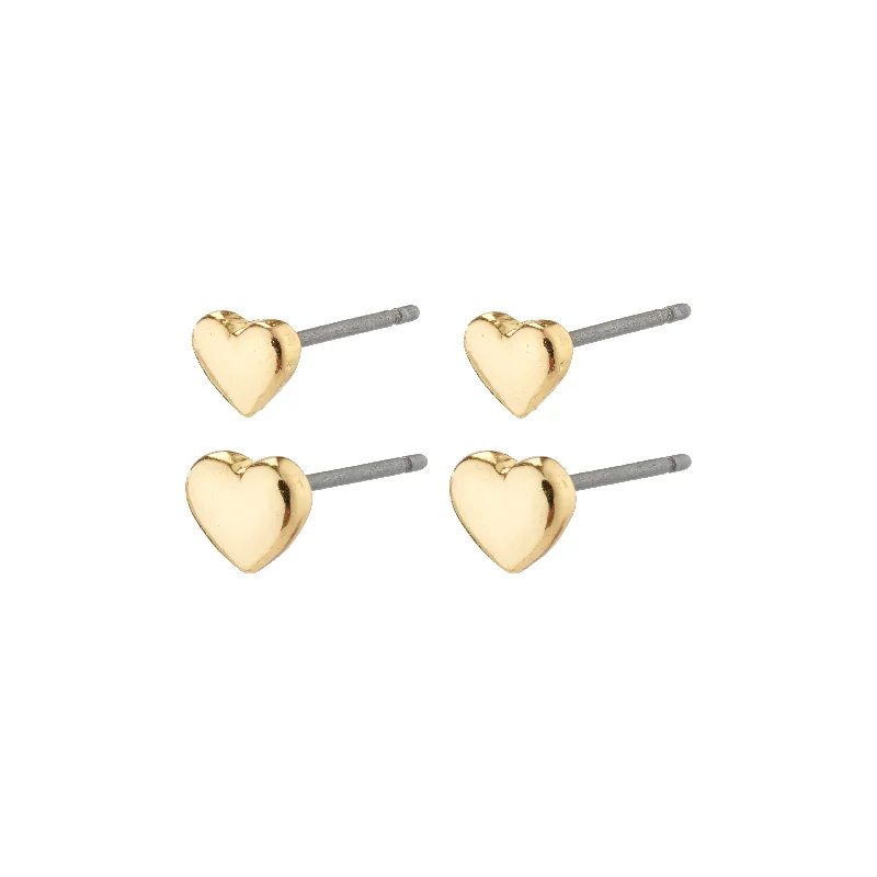 contemporary earrings for women -AFRODITTE heart earrings 2-in-1 set gold-plated