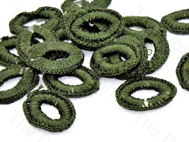 infinity wedding bands for women -Army Green Oval Crochet Thread Rings