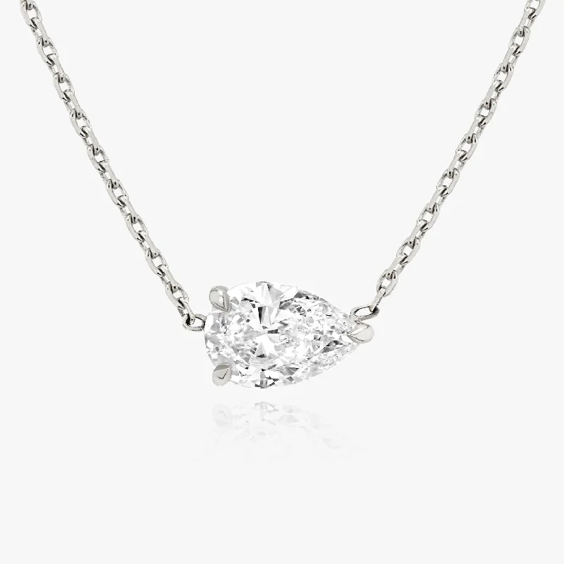 chic necklaces for women -Solitaire Pear 14K Whitegold Necklace w. Lab-Grown Diamond