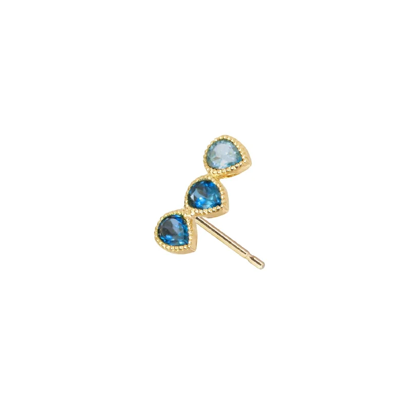 chandelier earrings for women -Precious Ear Climber Left - light and dark Blue Topaz & 18k Gold