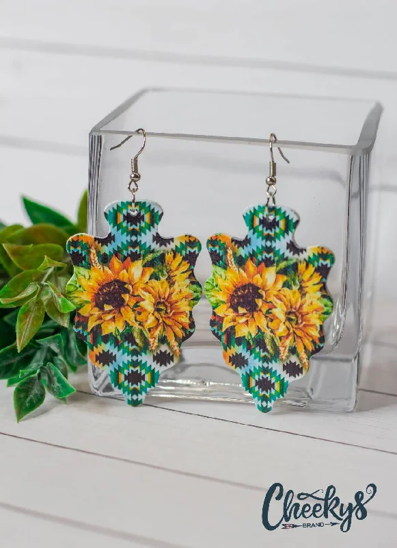 birthstone earrings for women -Maybelle Aztec Sunflower Arrowhead Earrings