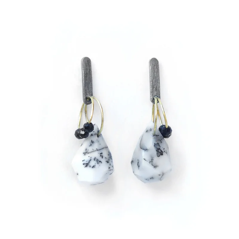 luxury diamond earrings for women -Dendritic Opal Mini Tangle Earrings