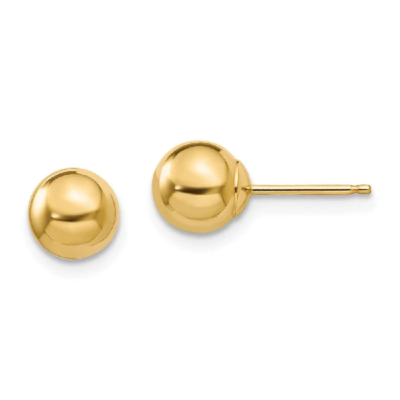 statement earrings for weddings -6mm Polished Ball Friction Back Stud Earrings in 14k Yellow Gold