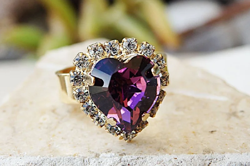 unique wedding rings for women -Purple Heart Ring