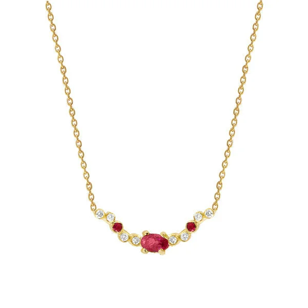 bridal necklaces for women -Seraphina Wing 18K Gold Necklace w. Rubies & Diamonds