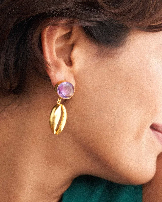 crystal stud earrings for women -Seep Drops - Gold