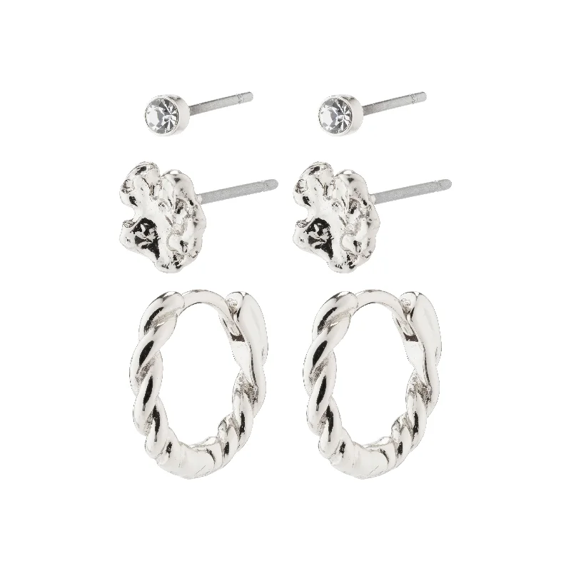 custom-made earrings for women -EMANUELLE earrings 3-in-1 set silver-plated