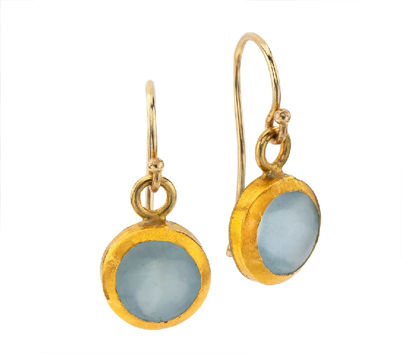 classic stud earrings for women -Nava Zahavi Yellow Gold Classic Drop Aquamarine Earrings