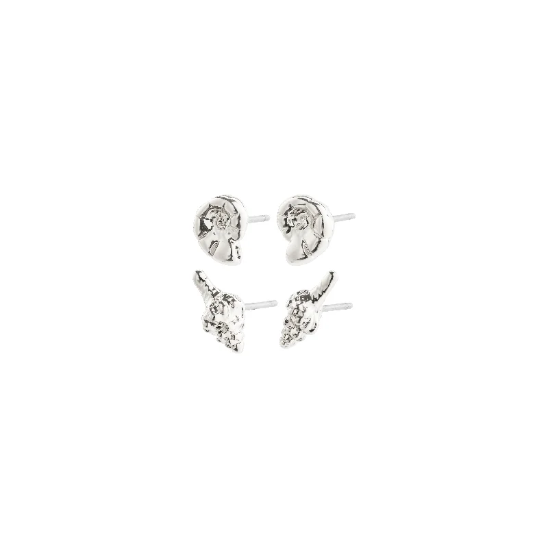 simple gold earrings for women -FORCE earrings, 2-in-1 set, silver-plated