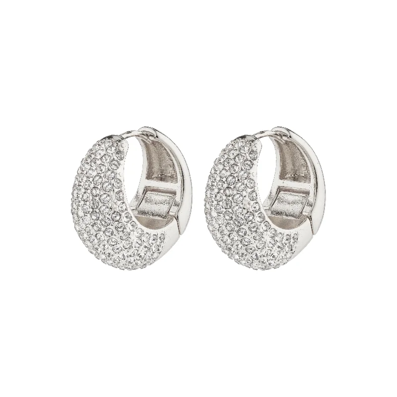 silver charm earrings for women -NAOMI crystal hoops silver-plated