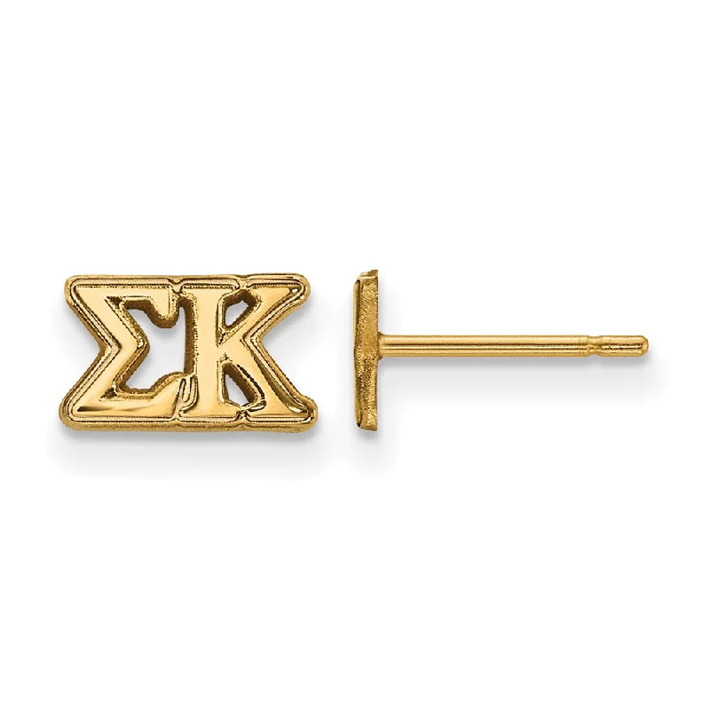 modern earrings for women -14K Plated Silver Sigma Kappa XS Greek Letters Post Earrings