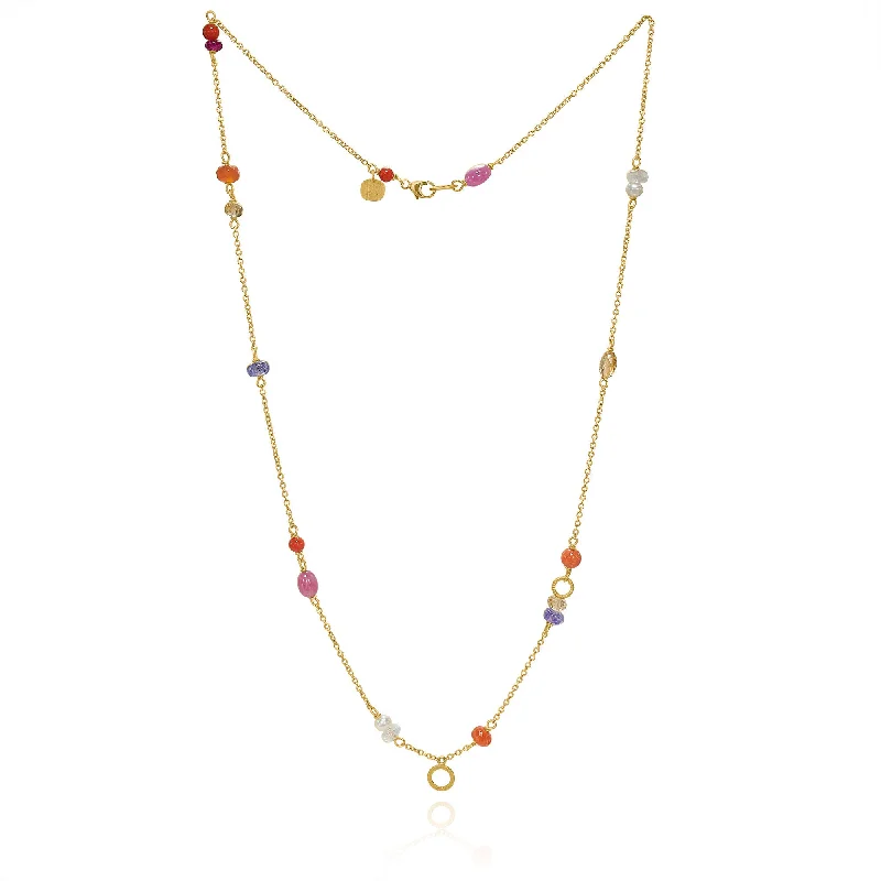 nature-inspired necklaces for women -Wild Berry Limited edition 18K Gold Necklace w. Gemstones