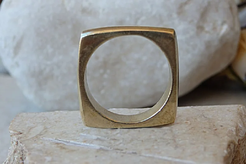 matching rings for couples -Gold Square Ring