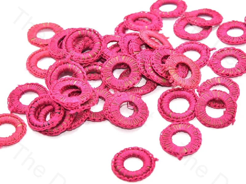 platinum wedding bands for women -Magenta Small Round Crochet Thread Rings