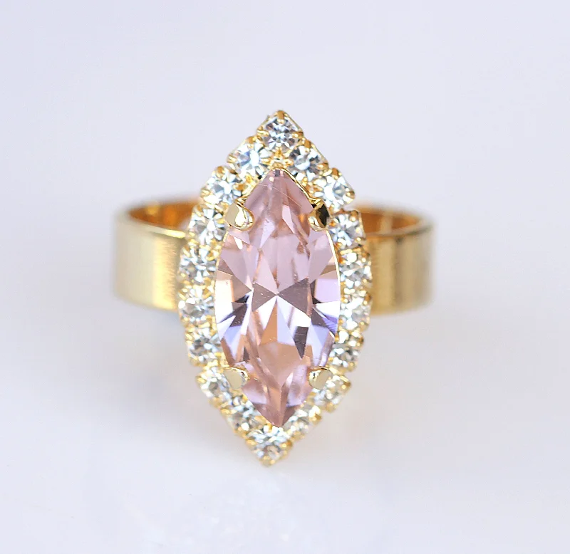 silver rings for women -Marquise Morganite Ring