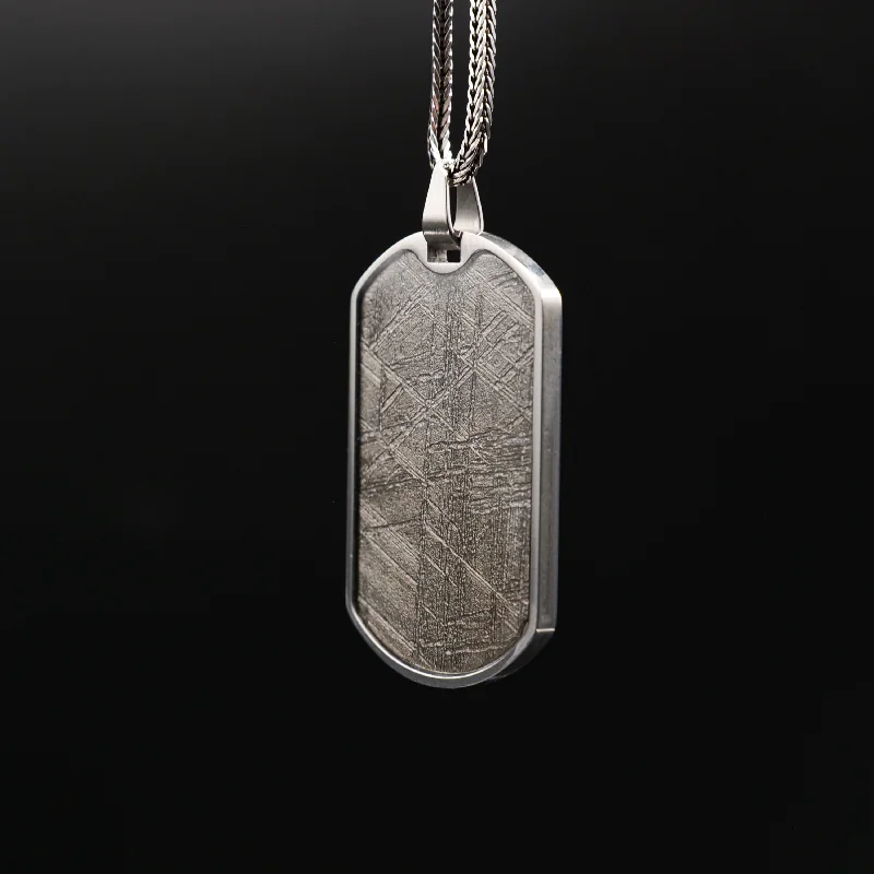 handmade necklaces for women -Meteorite Dog Tag