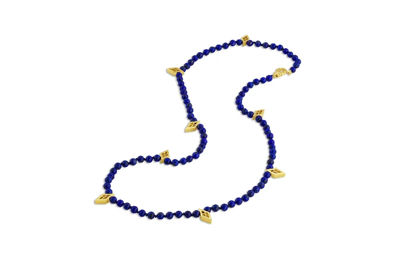 delicate gold necklaces for women -Mazahri | Zan Bead 18K Gold Necklace w. Lapis