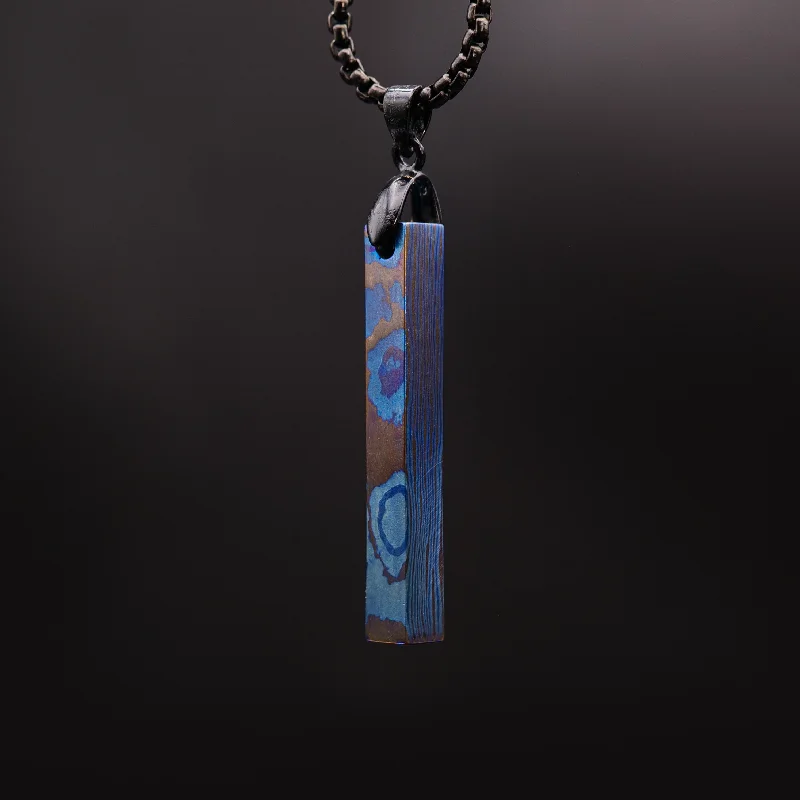 sterling silver chain necklaces -Timascus Bar Pendant