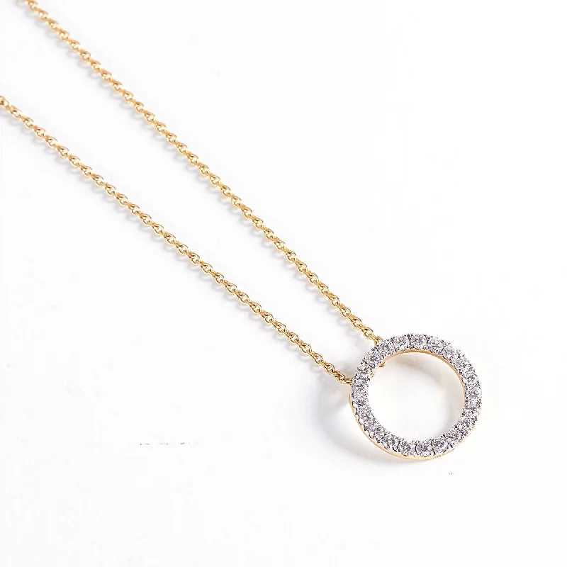 unique necklaces for women -Circle Diamond Necklace