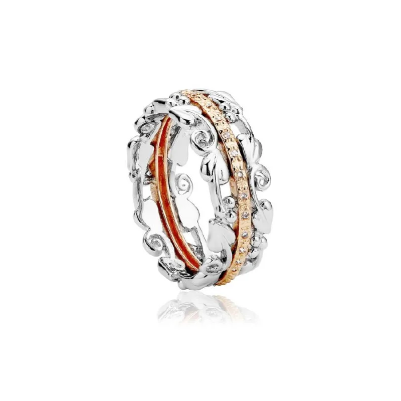 custom rings for women -Silver and 9ct Rose Gold Am Byth Diamond Set Ring