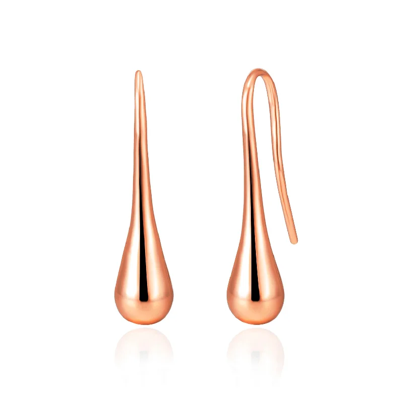 gold drop earrings for women -Rose Gold Plated Teardrop Earrings