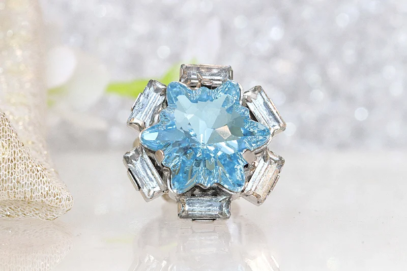 promise rings for couples -AQUAMARINE RING