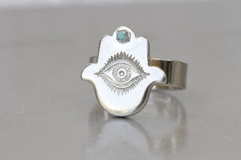 custom gemstone rings -HAMSA RING