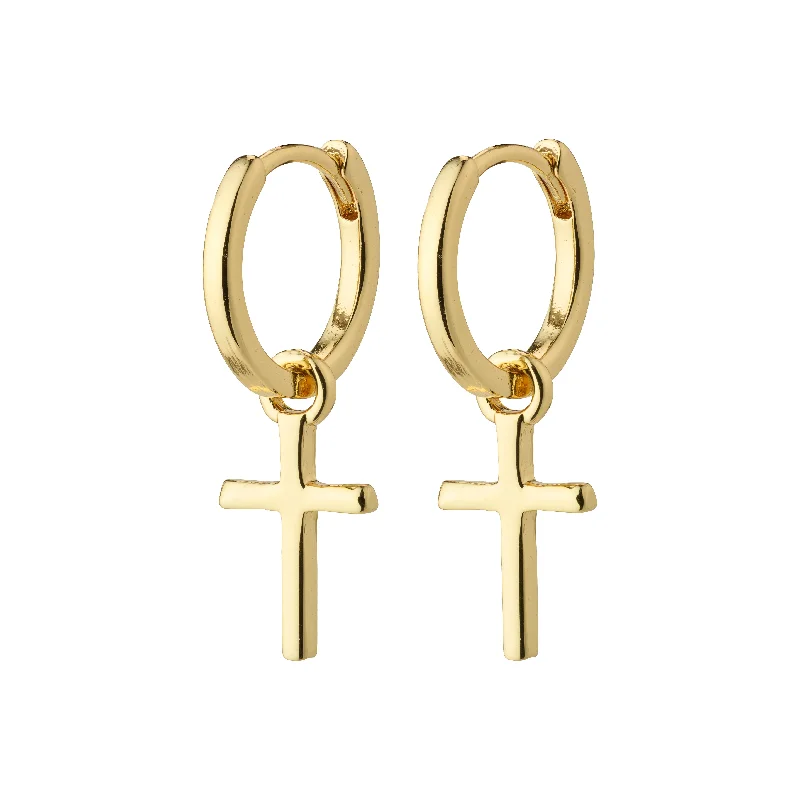 heart-shaped earrings for women -DAISY cross hoops gold-plated