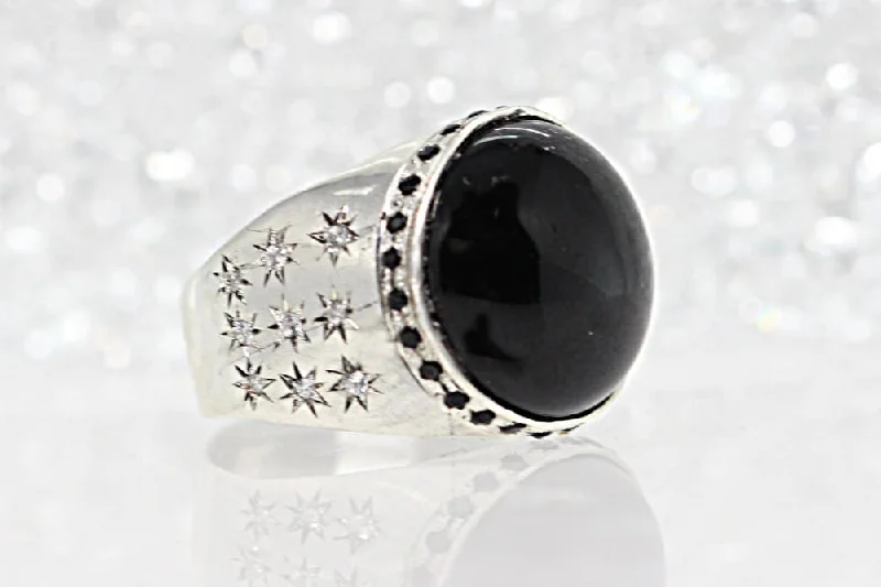 custom promise rings -Black Onyx Signet Ring