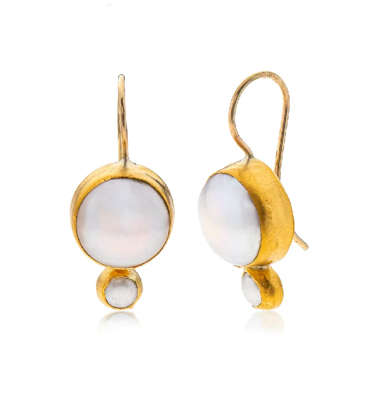 gemstone earrings for women -Nava Zahavi Yellow Gold Pearl Jam Earrings