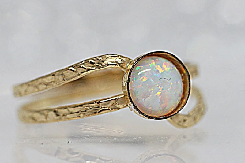 halo rings for women -Opal Solitaire Ring