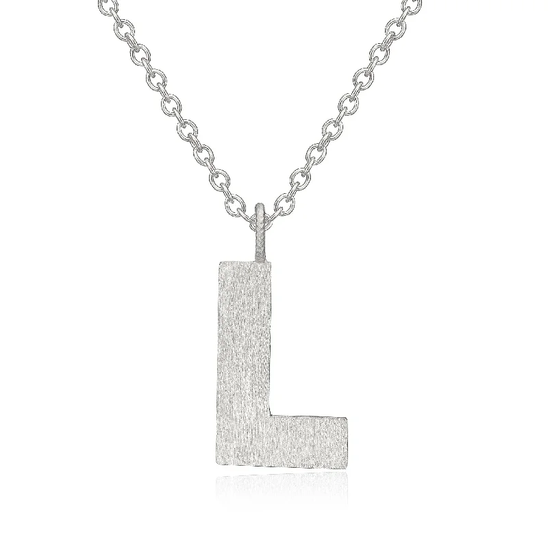 beaded necklaces for women -Letter L Silver Necklace