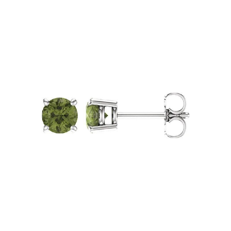 drop stud earrings for women -5mm Round Peridot Stud Earrings in 14k White Gold