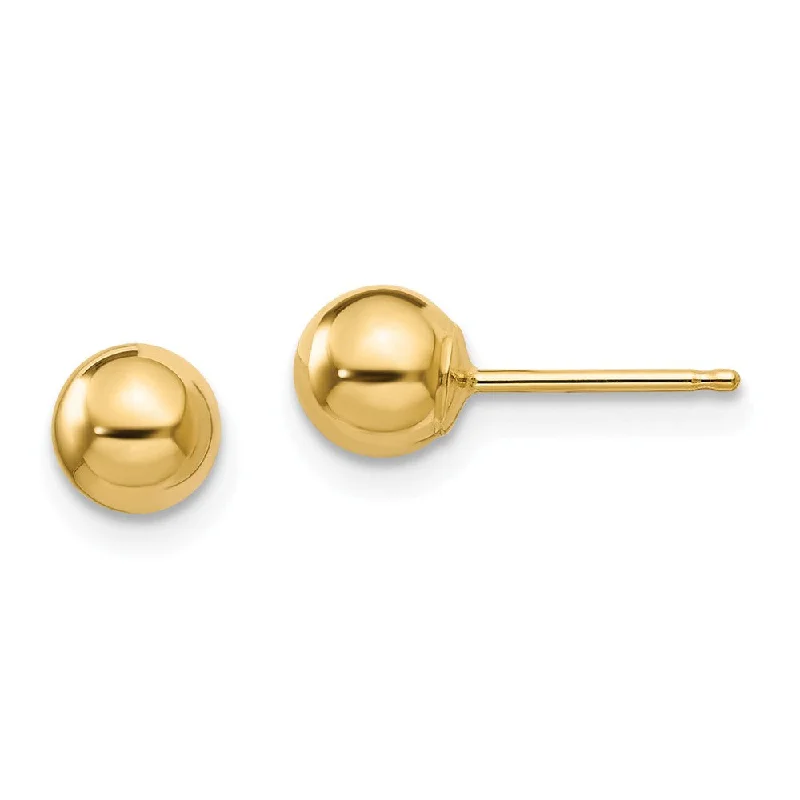 flower stud earrings for women -5mm Polished Ball Friction Back Stud Earrings in 14k Yellow Gold