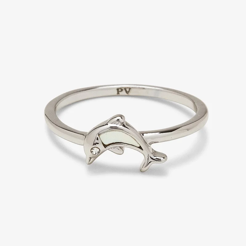 bohemian engagement rings -Mother of Pearl Dolphin Ring