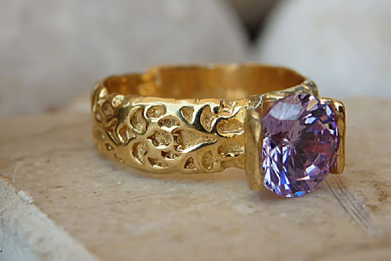 personalized rings for women -Amethyst Ring