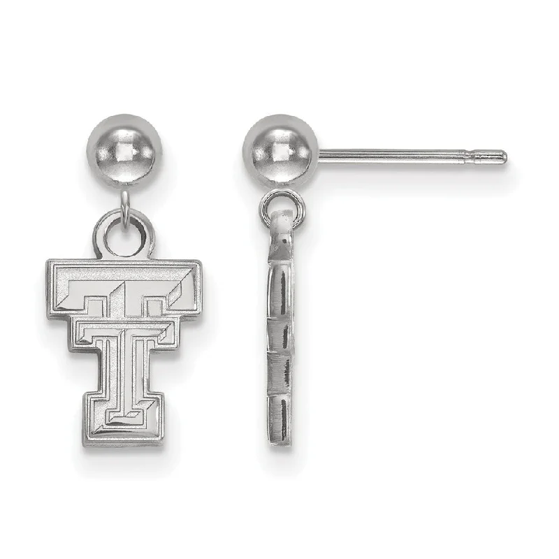 statement earrings for women -Sterling Silver Texas Tech University Ball Dangle Earrings