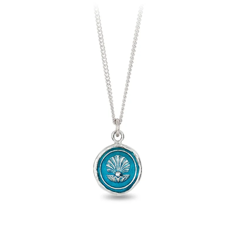 trendy silver necklaces for women -The World is Your Oyster Talisman - Capri Blue