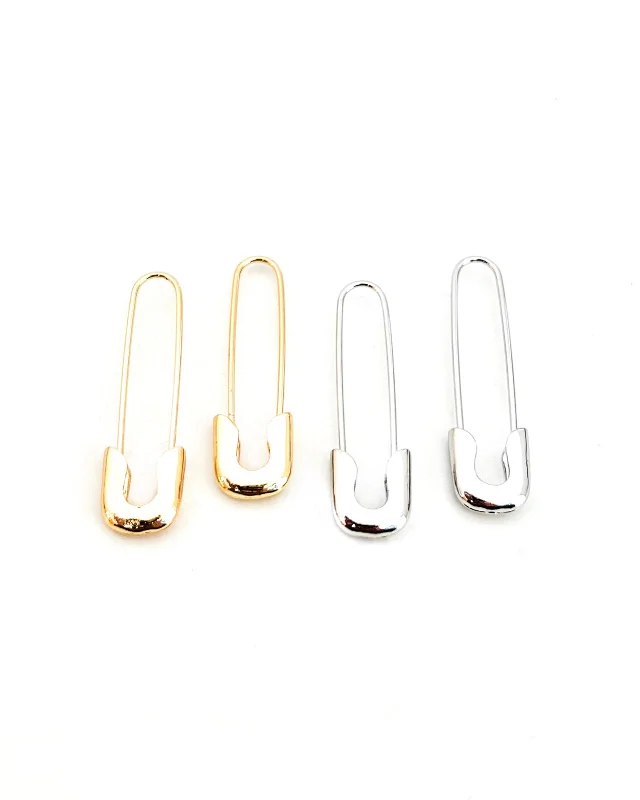 diamond drop earrings for women -Exon Safety Pin Earrings || Choose Color