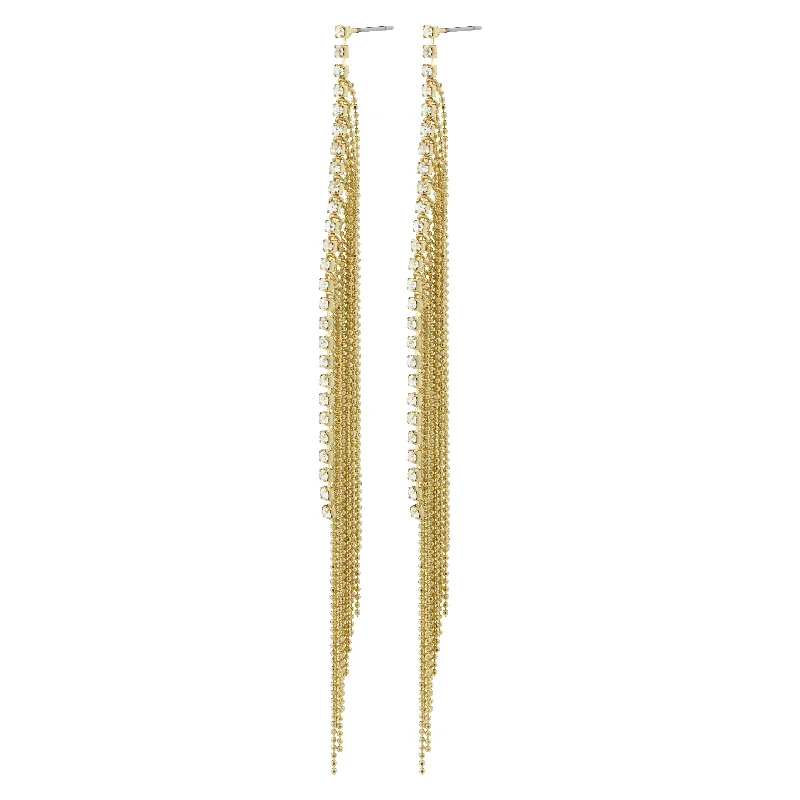 simple silver earrings for women -ANE crystal waterfall earrings gold-plated