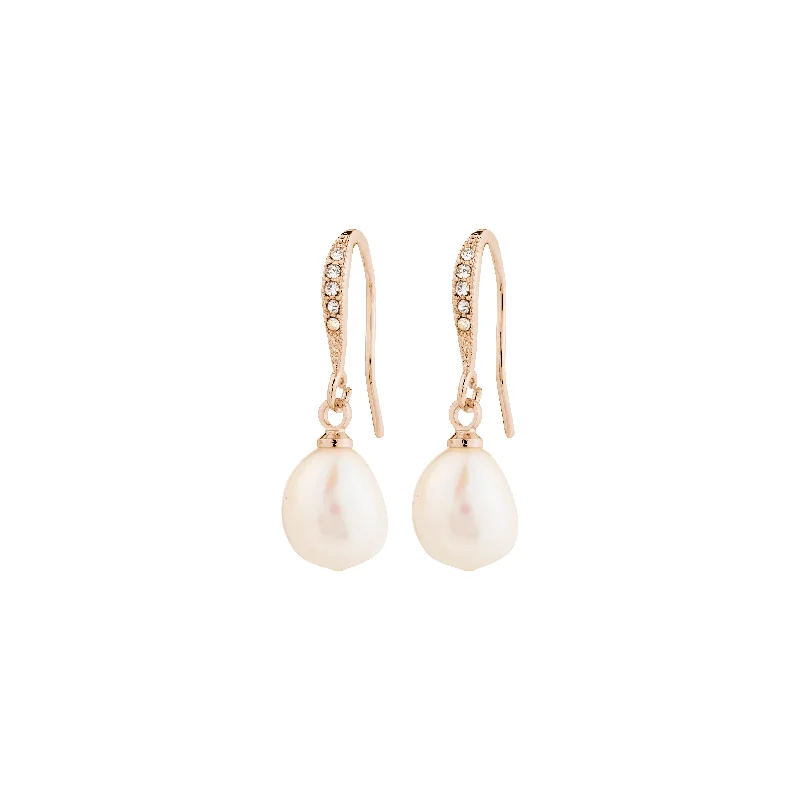 trendy earrings for women -JASMIN pearl earrings rose gold-plated