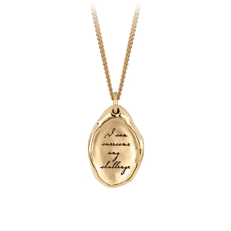 artistic necklaces for women -I Can Overcome Any Challenge 14K Gold Affirmation Talisman