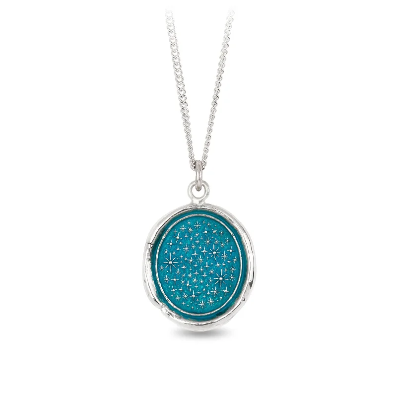 engraved necklaces for women -We Are Stardust Talisman - Capri Blue