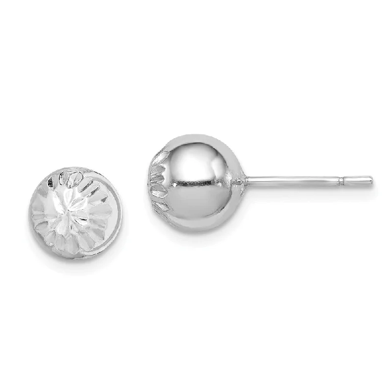 bohemian earrings for women -8mm Diamond Cut Ball Post Earrings in Sterling Silver